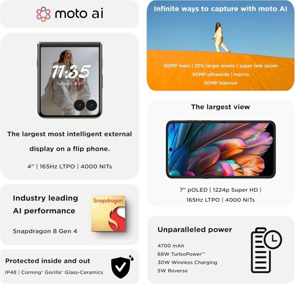 Limited benefits, first come first served:MOTOROLA Razr 60 Ultra 5G, 16+16GB RAM Boost, 512 GB ROM, Snapdragon 8 Elite, 7.0"+ 4.0" pOLED Display, Titanium Hinge, TurboPower 68W,...