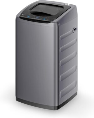 Summer Final Clearance Just AED 99د.إ：Comfee Portable Washing Machine, 0.9 cu.ft Compact Washer With LED Display, 5 Wash Cycles, 2 Built-in Rollers, Space Saving Full-Automatic...