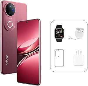 Vivo V50 5G - Ancora Red 12 + 256GB | 50MP ZEISS Camera | 3D curved 120Hz AMOLED Display | 6000mAh | IP69, 4Y Battery |18 Months Warranty - UAE Version